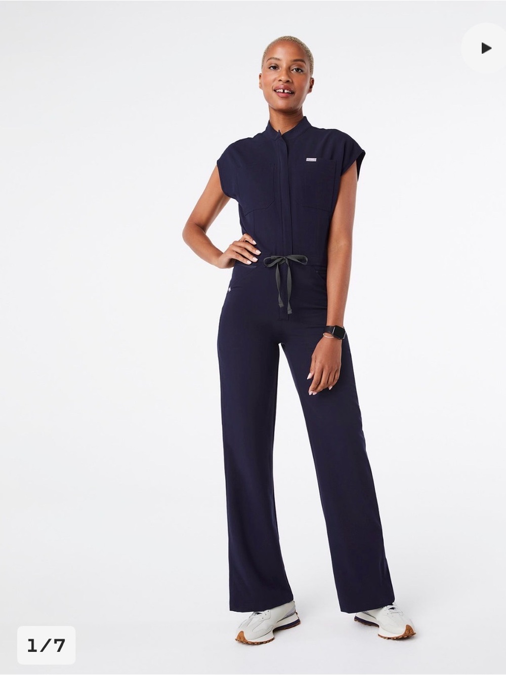 Figs women’s navy blue Rafaella wide leg jumpsuit size Xxs/p NWT